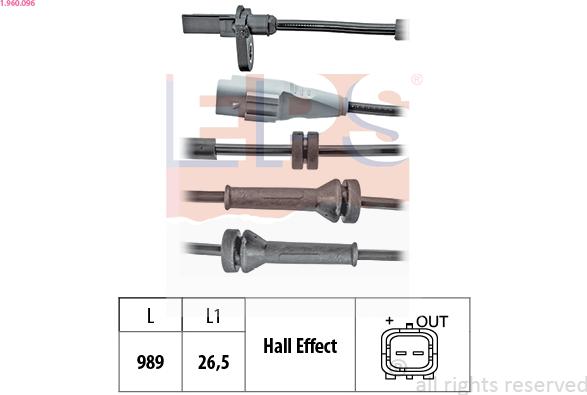 EPS 1.960.096 - Sensor, wheel speed www.parts5.com