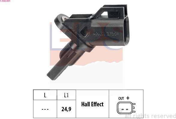 EPS 1.960.001 - Sensor, wheel speed parts5.com