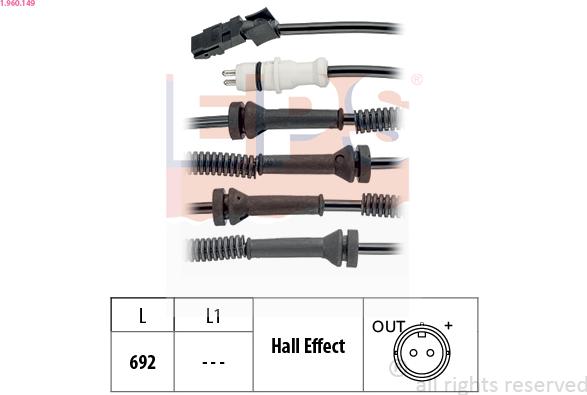 EPS 1.960.149 - Датчик ABS, частота вращения колеса www.parts5.com