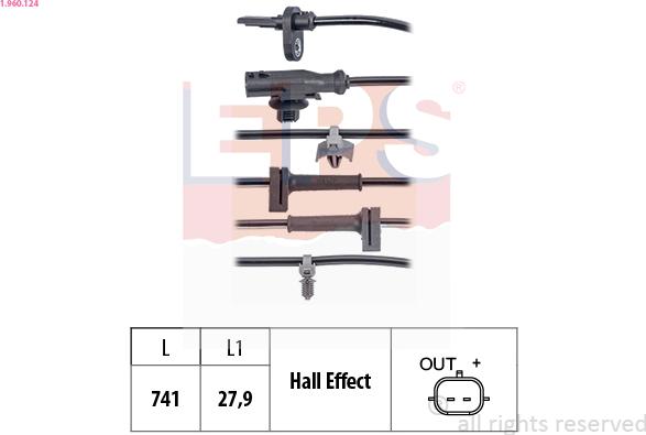 EPS 1.960.124 - Sensor, wheel speed parts5.com