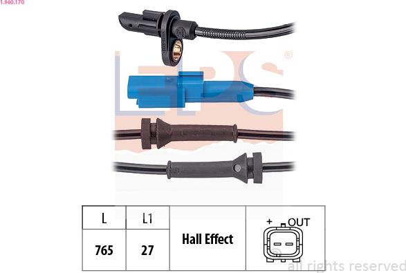 EPS 1.960.170 - Sensor, wheel speed www.parts5.com