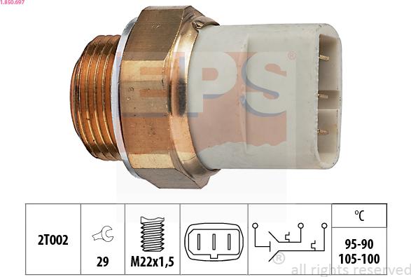 EPS 1.850.697 - Temperature Switch, radiator / air conditioner fan www.parts5.com