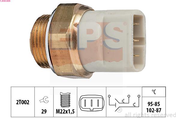 EPS 1.850.605 - Interruptor de temperatura, ventilador del radiador www.parts5.com