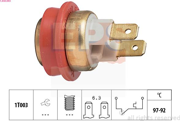 EPS 1.850.093 - Interruptor de temperatura, ventilador del radiador www.parts5.com