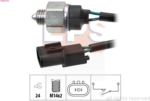 EPS 1.860.315 - Switch, reverse light www.parts5.com