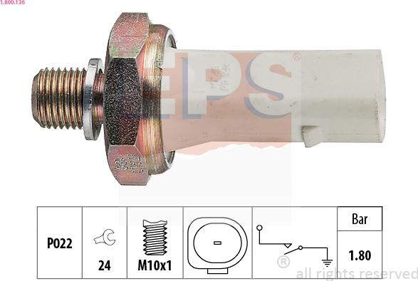 EPS 1.800.136 - Sender Unit, oil pressure www.parts5.com