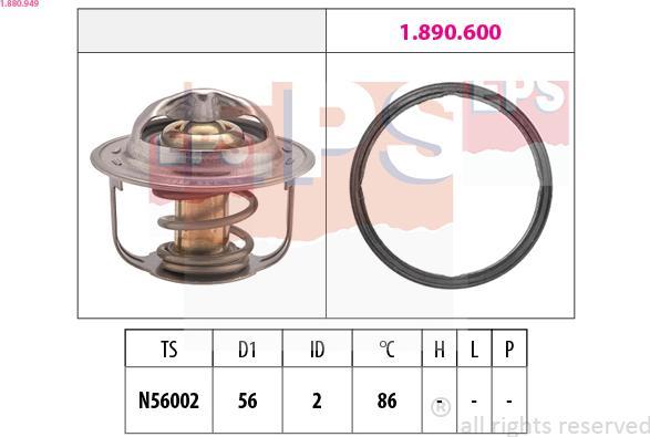 EPS 1.880.949 - Термостат, охлаждающая жидкость www.parts5.com