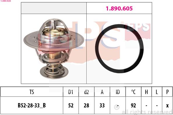 EPS 1.880.928 - Термостат, охладителна течност www.parts5.com