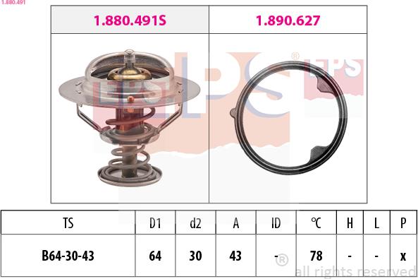 EPS 1.880.491 - Termostat,lichid racire www.parts5.com