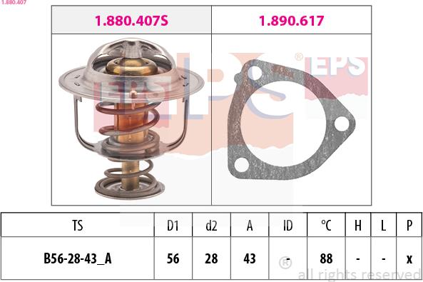 EPS 1.880.407 - Thermostat, coolant www.parts5.com