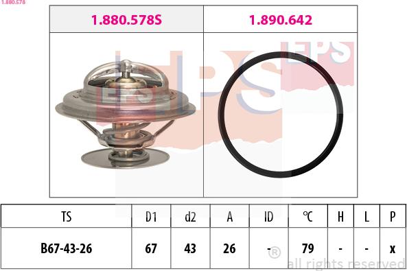 EPS 1.880.578 - Термостат, охлаждающая жидкость www.parts5.com