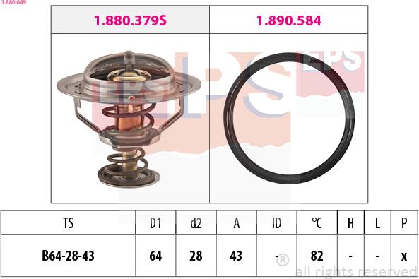 EPS 1.880.649 - Thermostat, coolant www.parts5.com