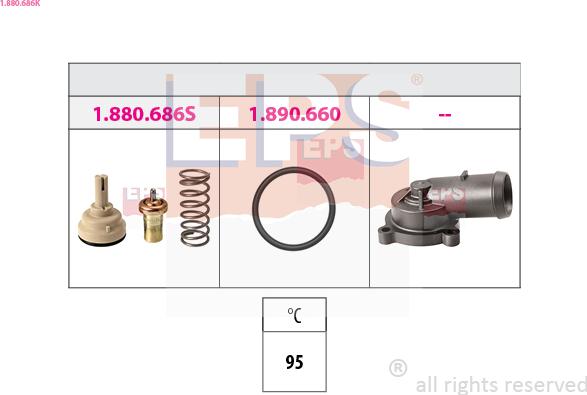 EPS 1.880.686K - Termosztát, hűtőfolyadék www.parts5.com