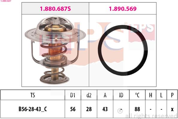 EPS 1.880.687 - Thermostat, Kühlmittel www.parts5.com