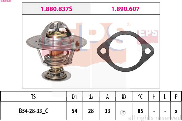 EPS 1.880.838 - Termosztát, hűtőfolyadék www.parts5.com