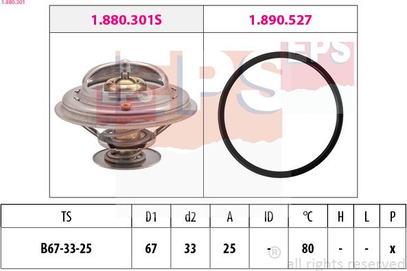 EPS 1.880.301 - Thermostat, coolant parts5.com