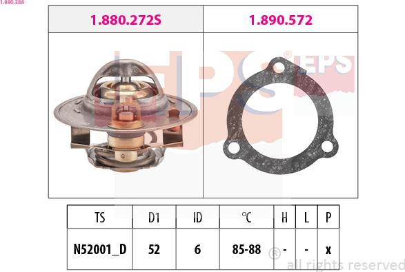 EPS 1.880.388 - Θερμοστάτης, ψυκτικό υγρό www.parts5.com