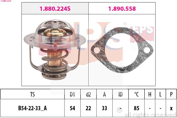 EPS 1.880.224 - Thermostat, coolant www.parts5.com