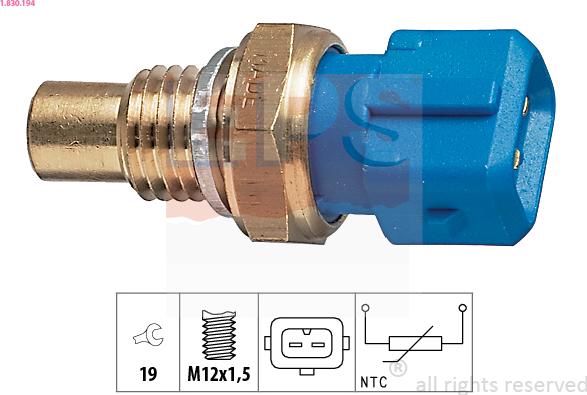 EPS 1.830.194 - Senzor,temperatura lichid de racire www.parts5.com