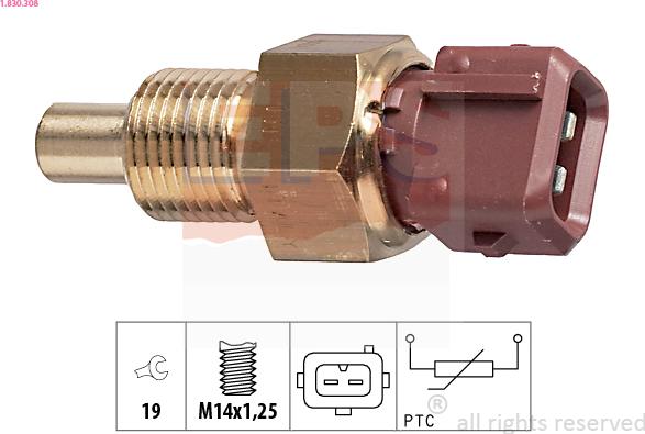 EPS 1.830.308 - Czujnik, temperatura płynu chłodzącego www.parts5.com