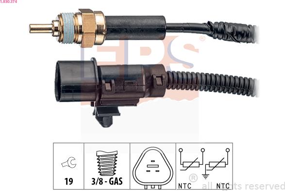 EPS 1.830.374 - Sensor, coolant temperature www.parts5.com