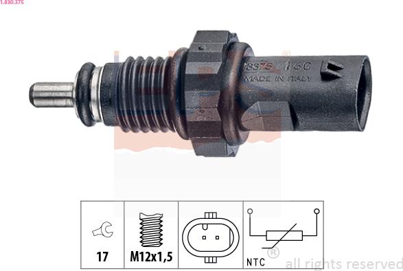 EPS 1.830.375 - Senzor,temperatura lichid de racire www.parts5.com