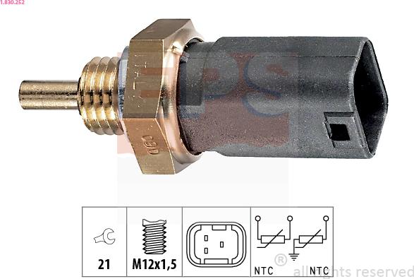 EPS 1.830.252 - Senzor,temperatura lichid de racire www.parts5.com