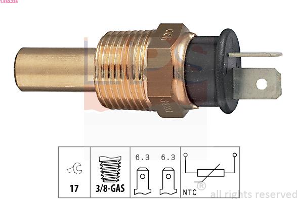 EPS 1.830.228 - Sensor, coolant temperature www.parts5.com