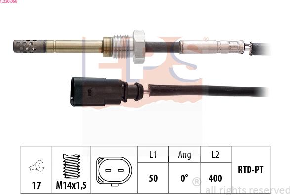 EPS 1.220.066 - Senzor, temperatura ispušnih plinova www.parts5.com