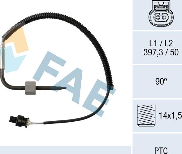 FAE 68012 - Senzor, temperatura ispušnih plinova www.parts5.com