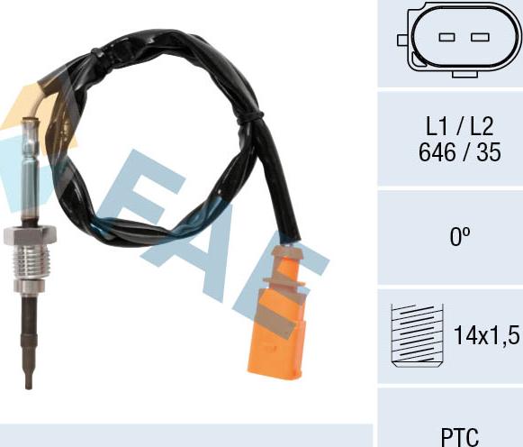 FAE 68076 - Senzor, temperatura ispušnih plinova www.parts5.com