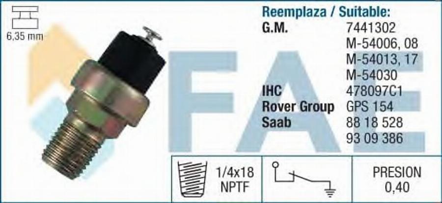 FAE 13530 - Sender Unit, oil pressure www.parts5.com