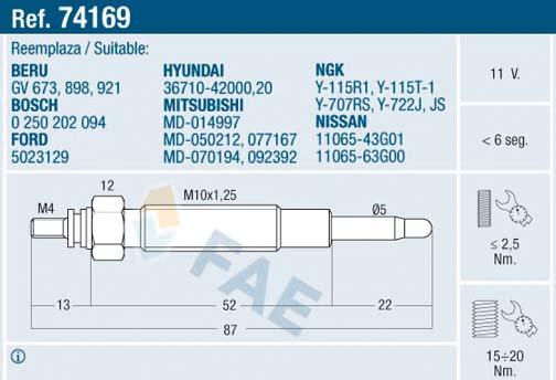 FAE 74169 - Bujía de precalentamiento www.parts5.com