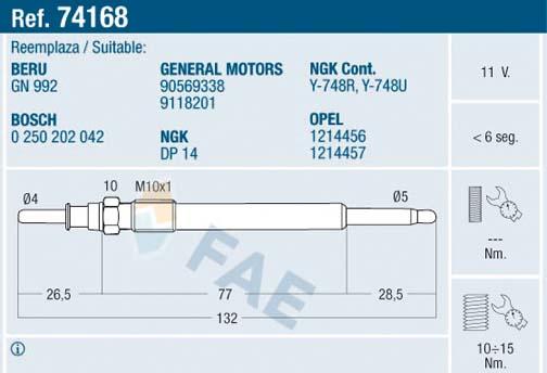 FAE 74168 - Glow Plug www.parts5.com