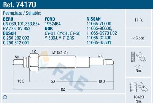 FAE 74170 - Bougie de préchauffage www.parts5.com