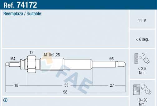 FAE 74172 - Bujía de precalentamiento www.parts5.com