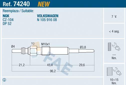 FAE 74240 - Glow Plug www.parts5.com