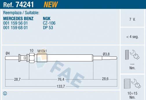 FAE 74241 - Glow Plug www.parts5.com