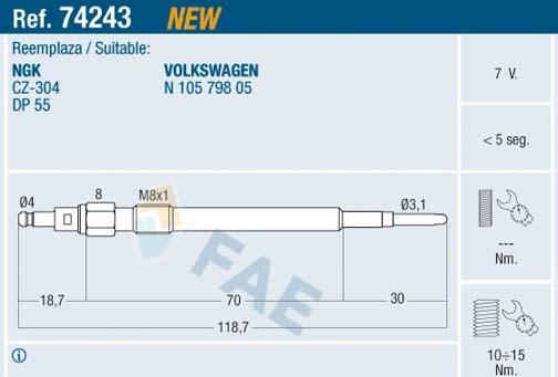 FAE 74243 - Glow Plug www.parts5.com