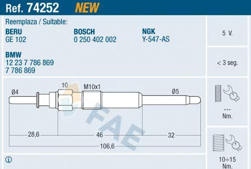 FAE 74252 - Glühkerze www.parts5.com