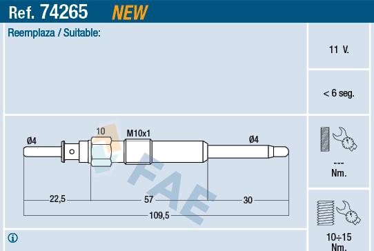 FAE 74265 - Glow Plug www.parts5.com