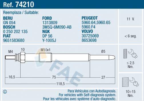 FAE 74210 - Bujía de precalentamiento www.parts5.com