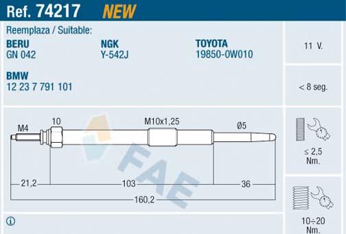 FAE 74217 - Glow Plug www.parts5.com