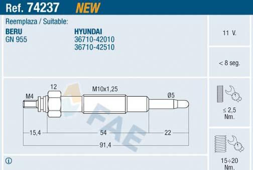 FAE 74237 - Glow Plug parts5.com