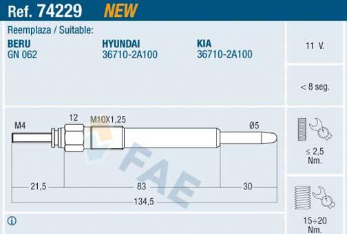 FAE 74229 - Glow Plug www.parts5.com