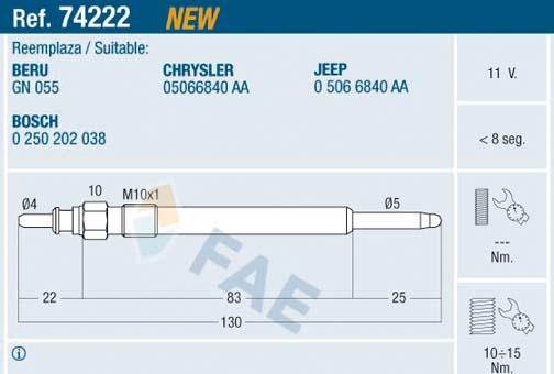 FAE 74222 - Glow Plug www.parts5.com