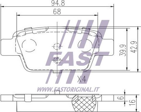 Fast FT29115 - Тормозные колодки, дисковые, комплект www.parts5.com