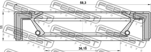 Febest 95GAY-38581111L - Szimering, hajtótengely www.parts5.com