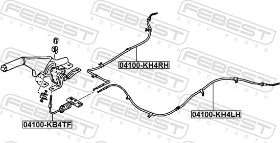 Febest 04100-KH4LH - Cablu, frana de parcare www.parts5.com