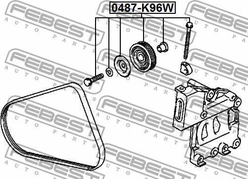 Febest 0487-K96W - Deflection / Guide Pulley, v-ribbed belt www.parts5.com